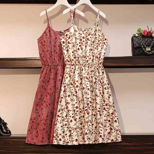 5XL 6XL 2020 summer women floral printed plus size dress mori girls spaghetti strap o-neck loose Corduroy dresses JC139