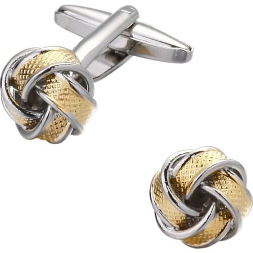 Fashion brand mens shirts Cufflinks Cuff laser metal gold Cufflinks Wedding Gift wholesale retail twist knot