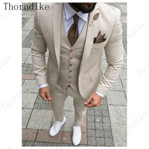 Thorndike Men Suits Terno Mens Suit 3 Pieces (Jacket+Pants+vest) Anzug Herren Ternos Para Hombre Terno Masculino Slim Fit Blazer