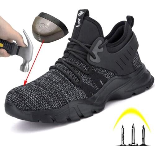 Summer Mens Breathable Mesh Steel Head Work Safety Shoes Anti-Smash Anti-Puncture Sports Safety Shoes Indestructible Work Shoes