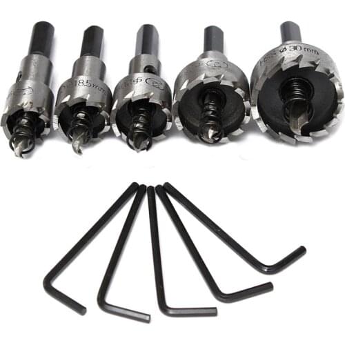 5Pcs Carbide Tip HSS Drill Bit Set Hole Saw Set Stainless Steel Metal Alloy 16/18.5/20/25/30mm Woodworking Tools
