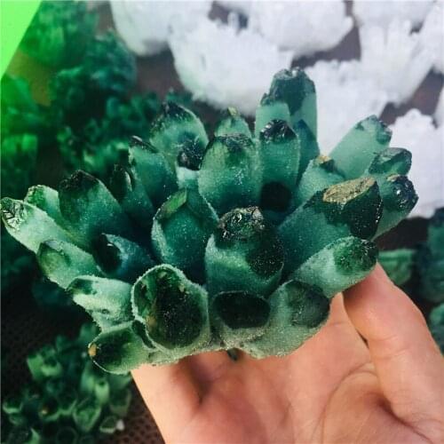 Natural Green Ghost Phantom Quartz Crystal Cluster Healing Specimen