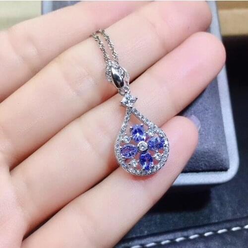 Tanzanite Pendant Natural And Real Tanzanite Necklace 925 sterling silver Fine jewelry Tanzanite Pendant