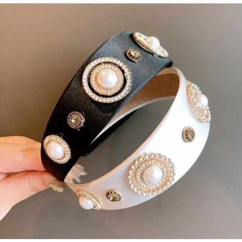 Retro rhinestone big zircon wide version European street style non-slip hairbands hairpin accessories