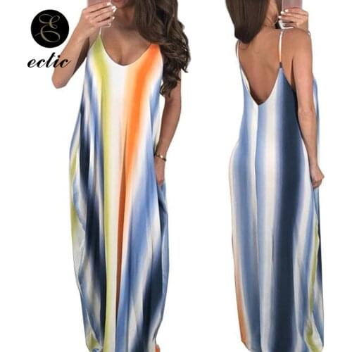 Rainbow Vertical Striped Dress Sukienka Sundress Women Plus Size 100kg Spagetti Strap Dress Gradient V Neck Robe Femme Ete 2021