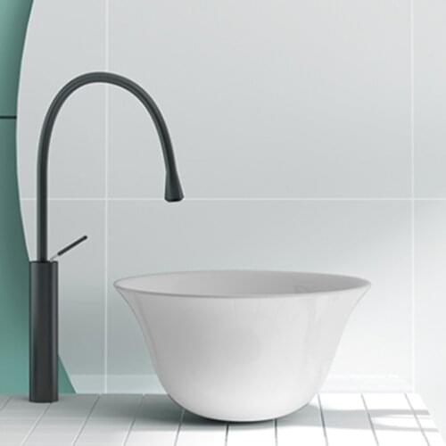 Bathroom Sink and Hang Ceiling Basin Faucet Water Drop Bathtub Tap Wall Mounted Ceiling Tap Ceramic Wash Basin White Art Basin