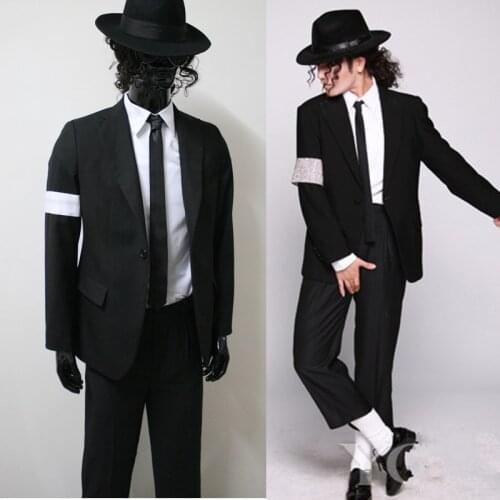 Plus Size XXS-3XL Classsic MJ Michael Jackson Black Dangerous Bad Suit Skinny Blazers Outerwear Full Set For Fans Gift