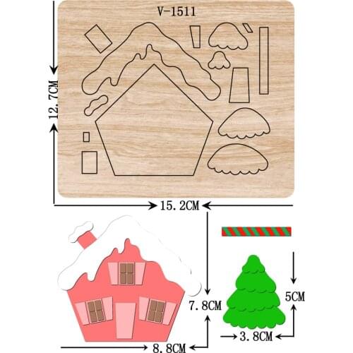 Christmas house wooden dies cutting dies for scrapbooking Multiple sizes V-1511