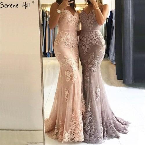 Mermaid Sexy Sleeveless Dubai Evening Dressese Design Long Lace Evening Dress For Women 2020 Serene Hill LA60731