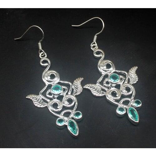 Gemstonefactory Big Promotion Single Unique 925 Silver Fabulous Green Topaz Cute Women Ladies Gift Dangle Drop Earrings 20213698