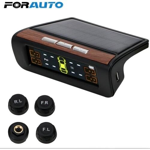 FORAUTO Car TPMS Tyre Pressure Monitoring System Solar Power Auto Security Alarm Systems Monitor Digital LCD Display