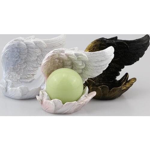 Resin Bird Wings Figurine Display Stand Crystal Glass Photography Lens Ball Base Gem Stones Holder Egg Sphere Pedestal Container
