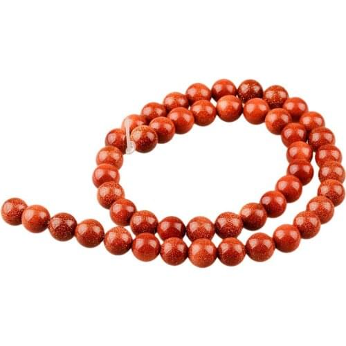 TUMBEELLUWA Gold Sand Stone Round Loose Beads for Jewelry Making,6/8/10/12mm 15