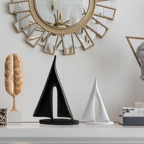 Sailboat Decorations Sculpture Ornaments Smooth Sailing Black And White Modern Home Decor Furnishings Creative Office Statue
