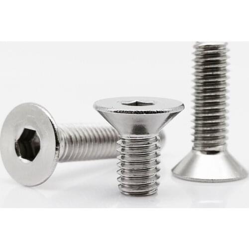 5/10/25/50pcs M1.6 M2 M2.5 M3 M4 M5 M6 M8 304 A2-70 Stainless Steel Hexagon Hex Socket Head Flat Countersunk Bolt Screw