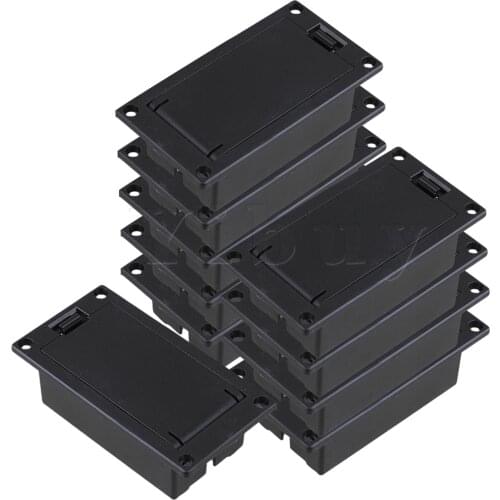 Yibuy 10Pieces Guitar Bass 9V Battery Case Box Compartment Cover Black