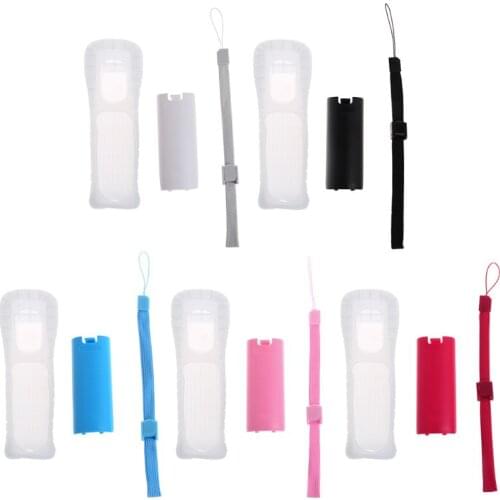 Protective Silicone Cover Case Battery Back Door Shell Hand Strap Kit Replacement for Nintendo WII Remote Controller