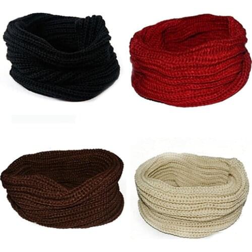 Womens Mens Autumn Winter Fashion Cable Knitted Solid Scarf Shawl Neckerchief