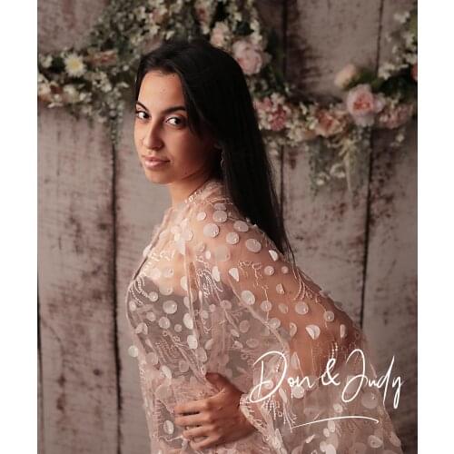 DON&JUDY Bridal Boudoir Robe Tulle Sexy Long Sleeves Dress for Photography Women 3D Sequence Party Wedding Photoshoot Gown 2021