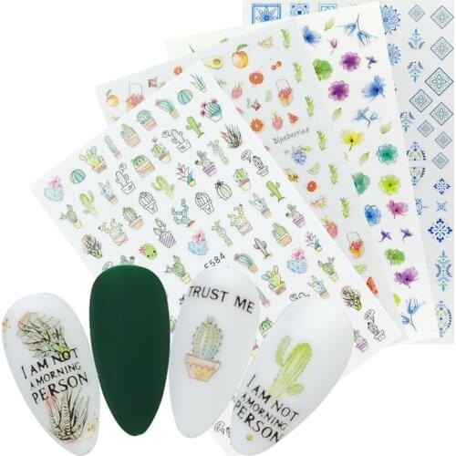1 Sheet Cute Type Nails Art Manicure Back Glue Decal Decorations Nail Sticker For Nails Tips Beauty