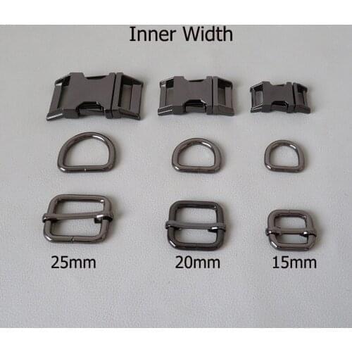 10Sets/Lot Metal Buckle Clasp Belt Straps Half D Ring For Bag Pet Dog Collar Paracord Hook Adjuster Slider Harness Hardware