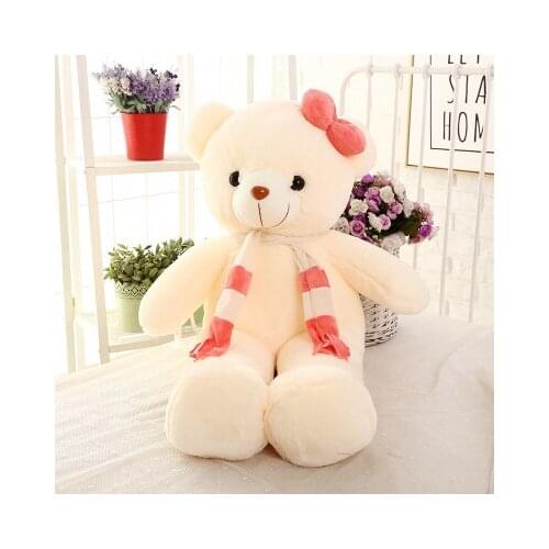 100% new style large 70cm white teddy bear with pink scarf plush toy doll soft throw pillow Christmas gift b1249