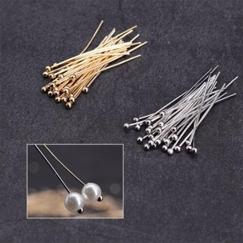 100pcs/lot 20 25 30 mm Silver Gold Color Metal Ball Head Pins For Diy Jewelry Making Head pins Findings Dia 0.4mm 0.6mm Supplies
