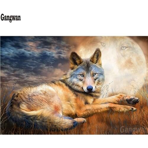 5d Diamond Embroidery fantasy art Diy Diamond Painting cross stitch animal moon wolf Diamond Mosaic Home Decoration Painting