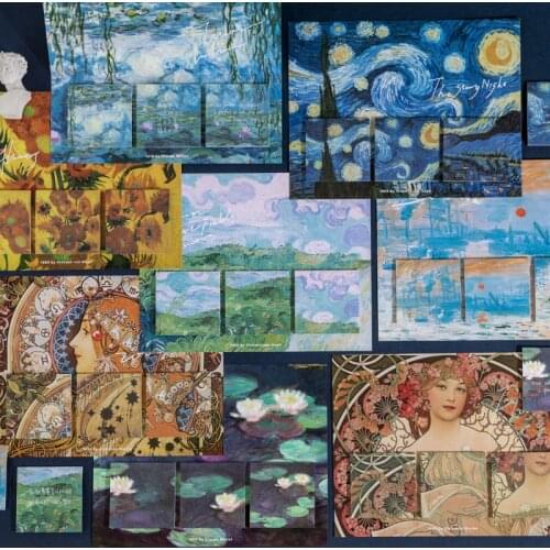 60pcs Impression Gallery Post-it Notes Van Gogh Monet Muchas Painting Art Bullet Journaling Accessories Aesthetic Stationery