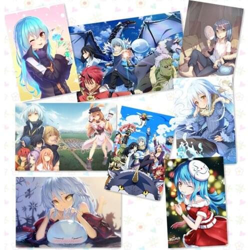 8 pcs/lot Anime That Time I Got Reincarnated as a Slimes Posters toy Paintings Wall Picture embossed Poster Toy gift 42x29cm