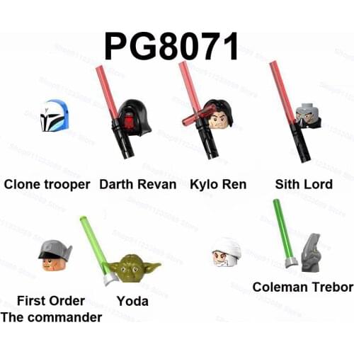 8pcs/set Clone Trooper Revan Kylo Ren Coleman Trebor Assemble Building Blocks Bricks Star Model Figures Wars Toy Children PG8071