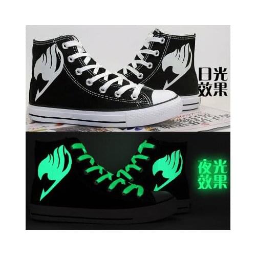 High-Q Unisex Anime Cos Noctilucent Luminescent Fairy Tail Natsu plimsolls Canvas shoes rope soled shoes