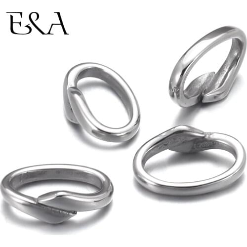 Oval Large Hole Spacer Beads 10x6mm Leather Cord Bracelet DIY Jewelry Making 316L Stainless Steel Men Slide Charms Accessories