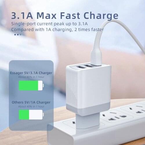 QC3.0 3USB Fast Charge Mobile Phone Charger Multi-port US/EU Travel Charging Adapter 3USB QC3.0 Mobile Phone Fast Charge