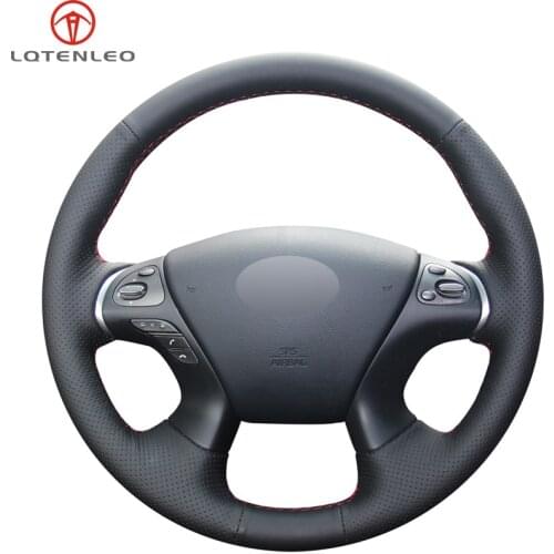 Black Genuine Leather DIY Car Steering Wheel Cover For Infiniti JX35 M M25 M35 M37 M56 Q70 QX60 Nissan Murano Pathfinder