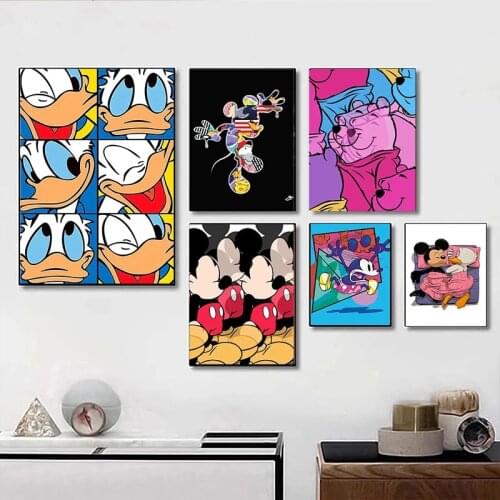 Disney Cartoon Mickey Mouse Donald Canvas Painting The Pooh Bear Prints Posters Wall Art Pictures for Living Room Decor Cuadros
