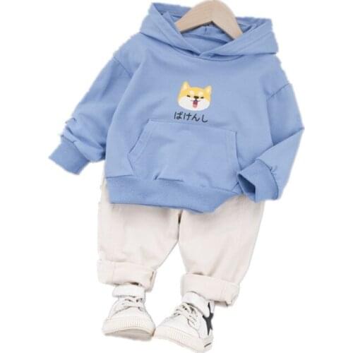 Baby Boy Girls Cotton Clothes Spring Autumn Children Cartoon Print Hooded Pants 2Pcs/sets Infant Kids Fashion Toddler Tracksuits