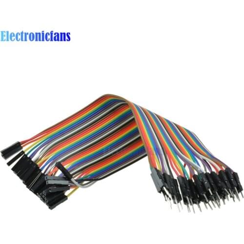 40pcs In Row Dupont Cable 20cm 2.54mm 1pin 1p-1p male to Female Jumper Wire For Arduino Breadboard