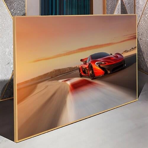 Fusion Art Red Car Racing Car Canvas Painting Print Wall Art Poster Nordic Abstract Picture For Living Room Home Decor Cuadros