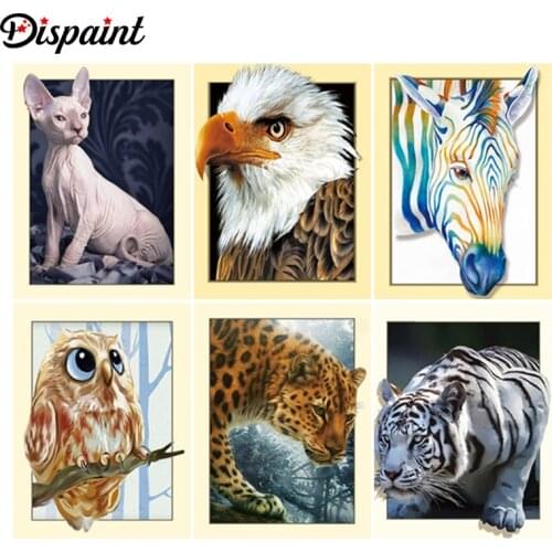 Dispaint Paint With Diamond Embroidery "Pet cat dog animal" Diamond Painting Full Square Round Picture Of Rhinestone Decor