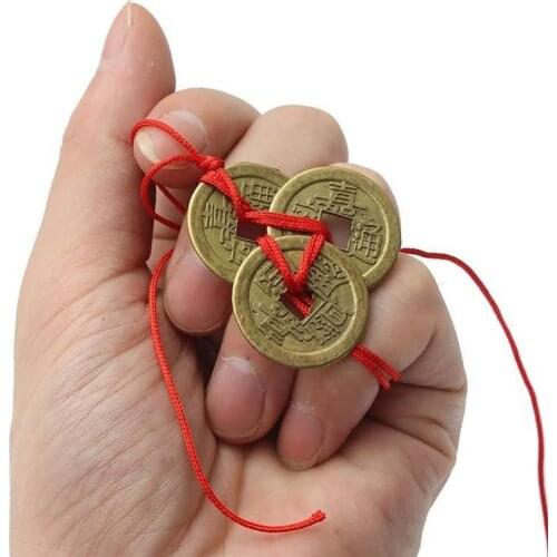 Chinese Lucky Coins Ancient Good Luck Feng Shui Pendant Fortune Money Necklace