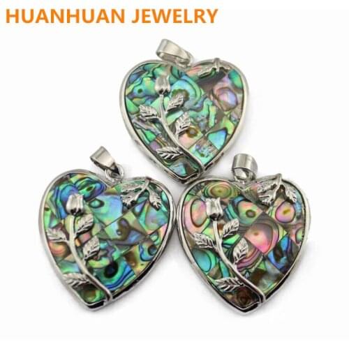Colorful Natural Abalone Shell Heart Pendant Charm Fit Necklace Fashion Necklace Pendant Jewelry Supplies Fashion collocation
