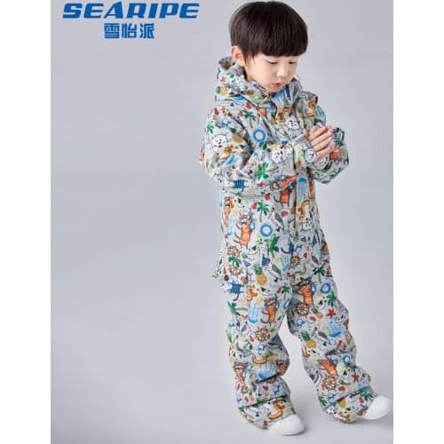 2019 SEARIPE jacket Boys Ski Suit Kids Children Snowboard Suit Windproof Waterproof Thermal Outdoor Sport Wear One Piece