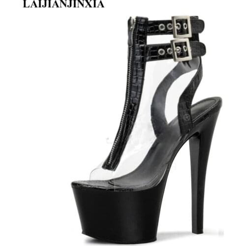 LAIJIANJINXIA New Pole Dance Shoes Platform Sexy Women Stripper Ankle Boots 17 CM High Heels Fetish Fashion Boots