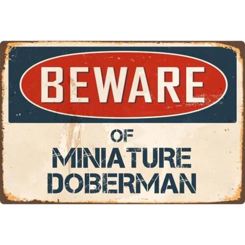 StickerPirate Beware of Miniature Doberman 8 x 12 Vintage Aluminum Retro Metal Sign VS276
