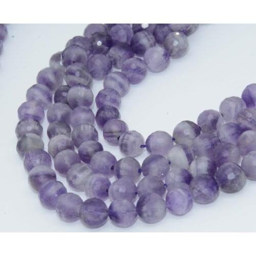 Natural Lace Amethyst / Fancy Amethyst Faceted Round Beads 6mm