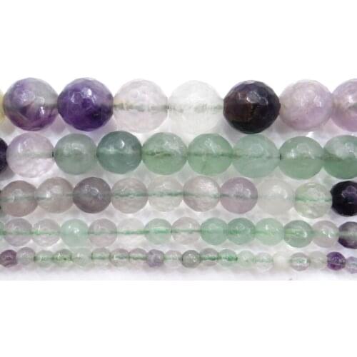 Natural Stone Colorful Fluorite Round Loose Beads 15" Strand 4 6 8 10MM Pick Size For Jewelry Making Diy Jewelry Accessories