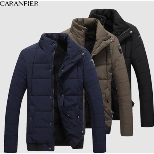 CARANFIER New 2019 Autumn Winter Men Warm Jacket Casual Parkas Mens Coat Single Breasted Outerwear Mens Brand Clothing -3XL