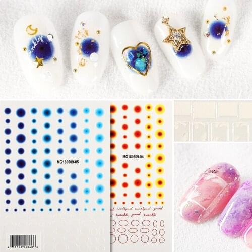 Newest MGM-04 05 colorful dots design 3D nail stickers template nail decals self-adhesive DIY decoration accessory