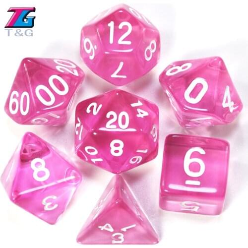 New Candy Color PINK Dice 7 pcs for dnd TRPG Game Birthday Gift